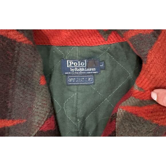 Vintage Ralph Lauren Polo Aztec Navajo Wool Jacket Quilted Inside RARE Sz Large - Picture 6 of 11